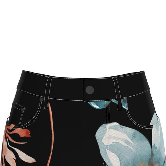 Nuit Florale, Denim Midi Skirt