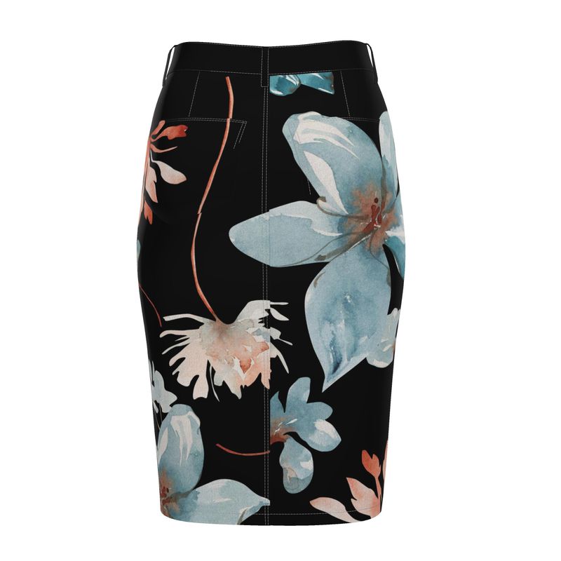 Nuit Florale, Denim Midi Skirt