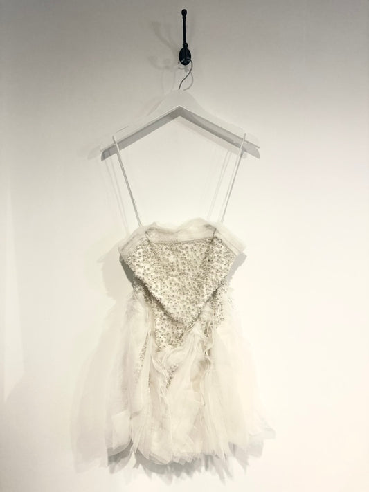 IVORY RUFFLE PEARL DRESS