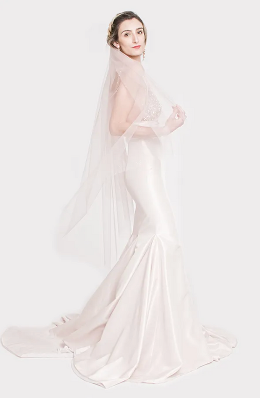 THE PHILAUTIA - PINK FITTED GOWN WITH BEADED TOP