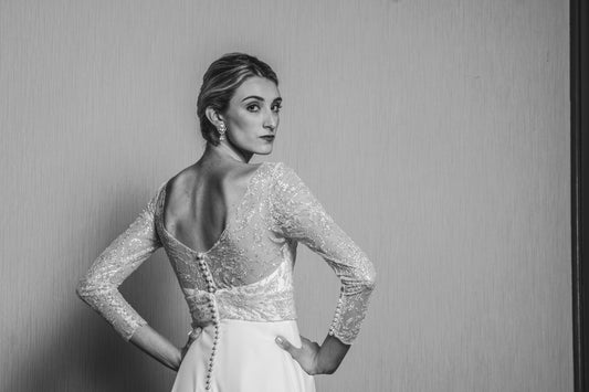 THE DAZZLING LADY - PLEATED CREPE GOWN WITH SPARKLE TULLE BODICE