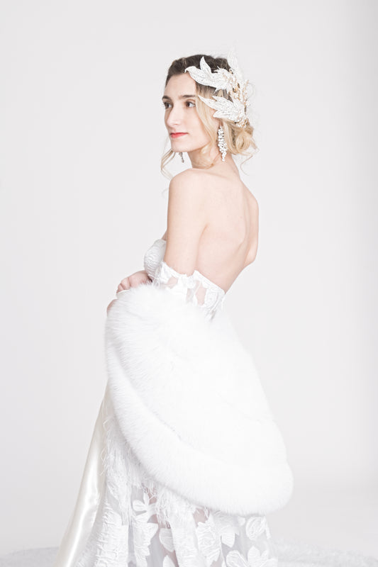 THE FAITHFUL - FOX BRIDAL SHAWL WITH SILK RIBBON DETAIL