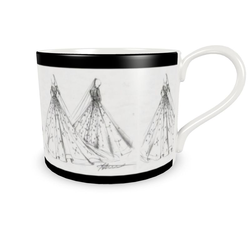 Pencil Bridal Sketch - Cup and Saucer