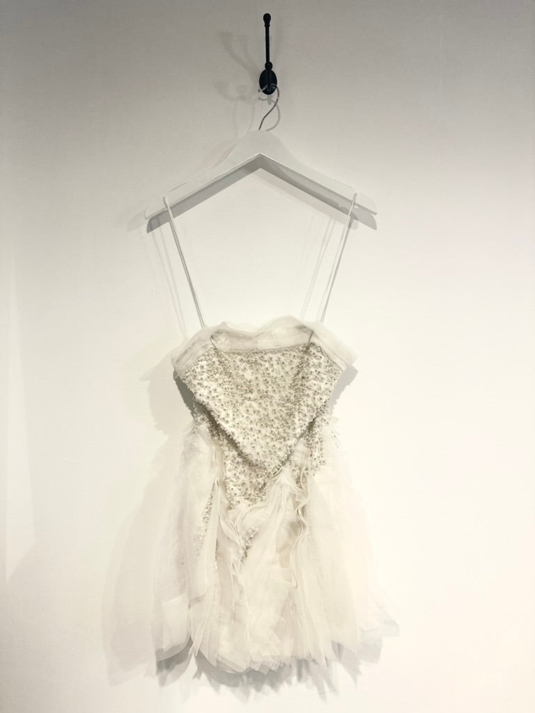 IVORY RUFFLE PEARL DRESS