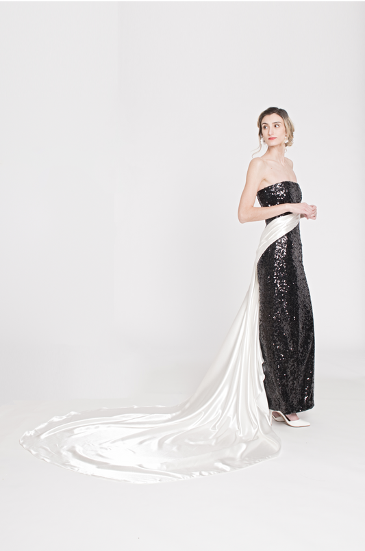 THE YIN YANG - BLACK AND WHITE EVENING GOWN