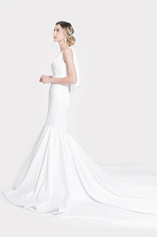 THE DIVINE - MERMAID GOWN WITH PEARL DRAPED BACK